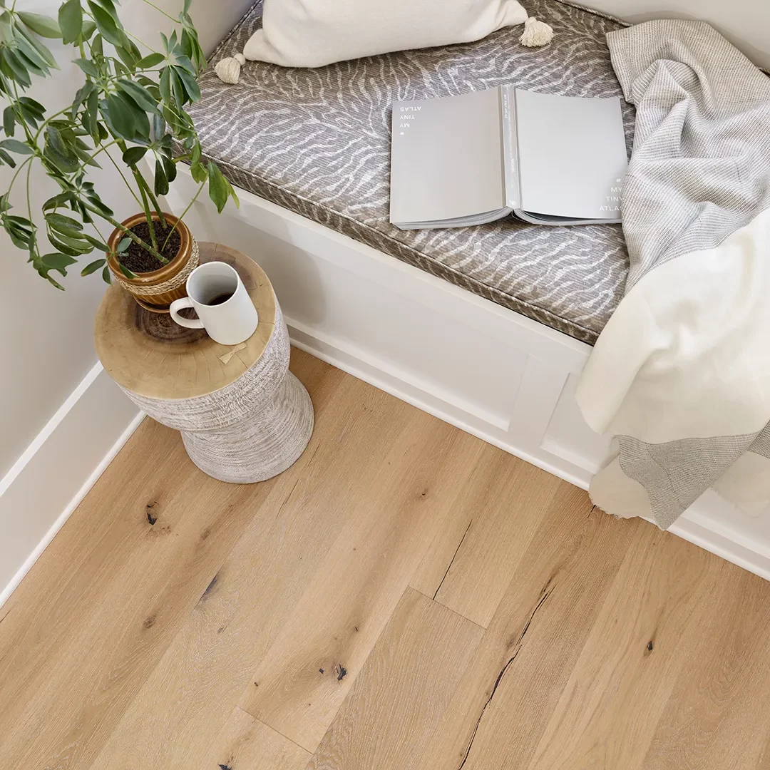 Hardwood flooring in reading nook | Vic's Carpet & Flooring